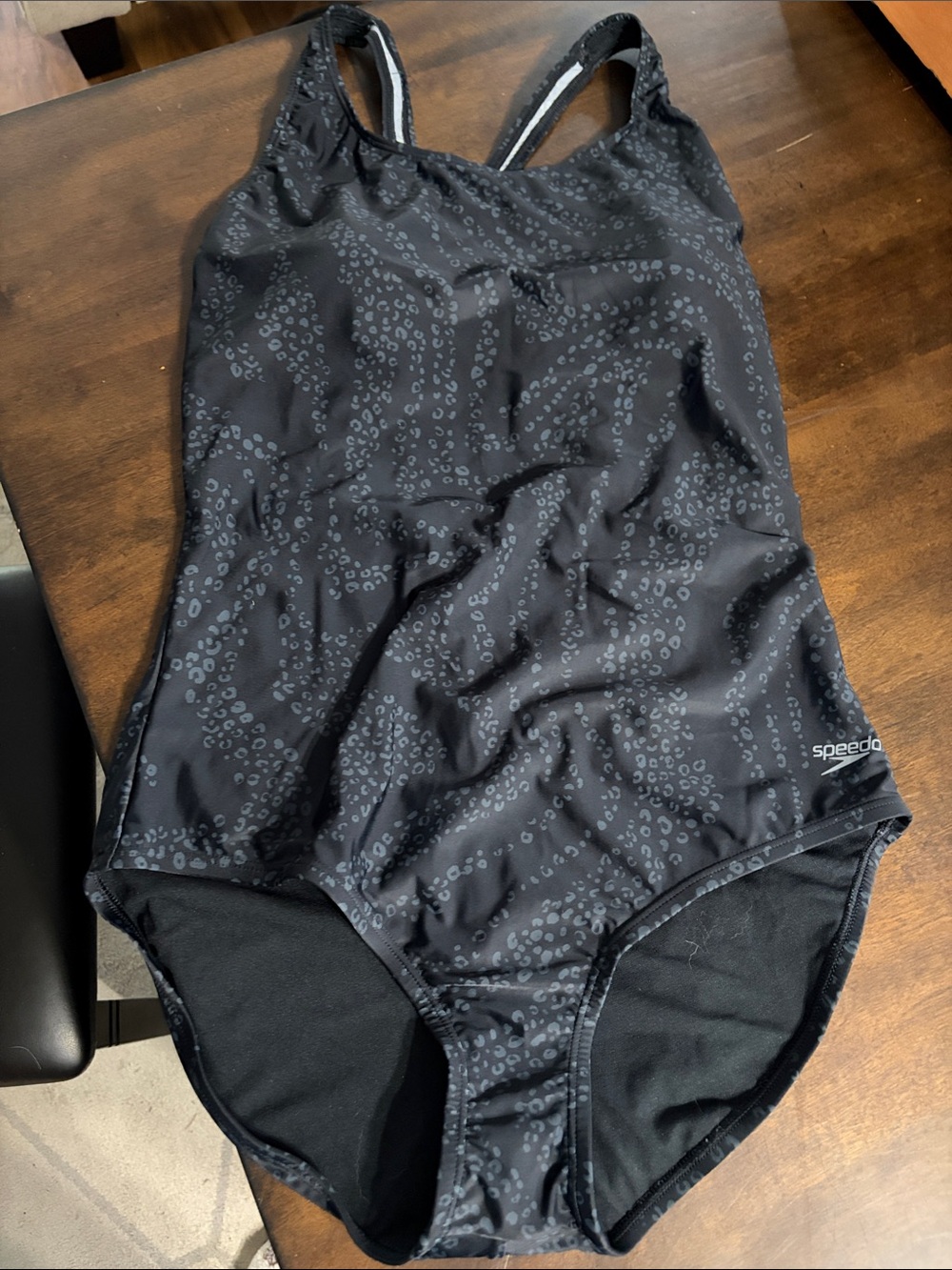 Speedo Black Leopard-Print One-Piece Swim Suit